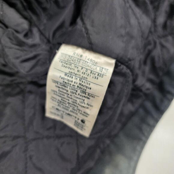 Carhartt Jacket Mens Large Brown Hooded Duck Active Quilted Workwear Distressed - Picture 16 of 16